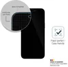 A close-up view of a smartphone screen protector application, highlighting its edge-to-edge coverage and case-friendly design. The image also includes text indicating it is made in Germany. Produktbild-Vorschau