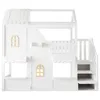 Flieks Etagenbett 90x200cm mit Led, Kinderbett Hausbett mit Produktbild-Vorschau 7
