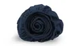 A rolled-up navy blue fitted sheet on a white background. Produktbild-Vorschau