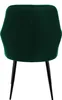 A dark green velvet dining chair with black metal legs, shown from the back. Náhľad obrázku produktu