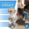 A collage showing a person using a red rolling stool in a salon and other scenarios like a workshop, a cosmetic studio, and a dental office. Produktbild-Vorschau