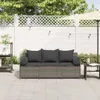 vidaXL Gartensofa mit Kissen 3-Sitzer Grau Poly Rattan Produktbild-Vorschau 3