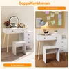 COSTWAY Make-up tafel met kruk, afneembare LED-spiegel, 3 Productafbeelding-voorbeeld 8