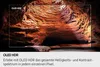 A close-up view of a cave interior with the text 'OLED HDR' overlaid on the image, and descriptive text below. Produktbild-Vorschau