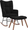 vidaXL Hojdacie kreslo so stoličkou Velvet Black Náhľad obrázku produktu 8