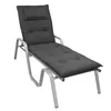 A dark gray chaise lounge cushion with a silver metal frame, shown from a side angle against a white background. Produktbild-Vorschau