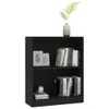 A black bookshelf with books and decorative items on a white background. Náhled obrázku produktu