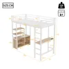A diagram of a loft bed with dimensions and labels. Voir les images du produit