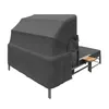 A dark gray outdoor sofa set with a canopy and a small wooden side table, shown from a diagonal angle on a white background. Anteprima dell’immagine prodotto