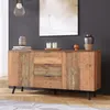 A wooden sideboard with drawers and doors, decorated with vases and candles, in a room with a painting on the wall. Anteprima dell’immagine prodotto