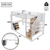 Hochbett 90 x 200 cm mit Schreibtisch, LED-Lichtleiste, Produktbild-Vorschau 10