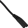 A close-up shot of a black AC/DC power adapter cable with a two-pin connector. Produktbild-Vorschau