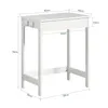 A diagram showing the dimensions of a white desk. Produktbild-Vorschau