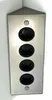 A corner power strip with multiple outlets mounted on a wall. Produktbild-Vorschau