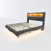 Merax Abgehängtes Polsterbett 140x200cm mit LED Produktbild-Vorschau 8