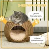 PawHut Katzenkorb Rattan zweistöckig Katzenbett Produktbild-Vorschau 5