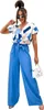 Damen Jumpsuit mit Wickeloberteil Overall  Look Blau/XL/42 Produktbild-Vorschau 1