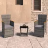 3-tlg. Garten-Lounge-Set mit Kissen Poly Rattan Grau Produktbild-Vorschau 2