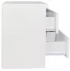 Side view of a white nightstand with two drawers pulled out. Náhled obrázku produktu