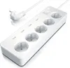 A white power strip with five outlets and a power switch, shown on a white background. Produktbild-Vorschau