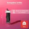 A tourniquet is shown with dimensions and weight information, along with text highlighting its compact size and ease of use. Produktbild-Vorschau