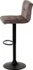 A brown bar stool with a black base and stem, shown from the side against a white background. Podgląd zdjęcia produktu