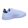 A side view of a white Adidas sneaker with navy accents. Produktbild-Vorschau