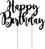 Topper na tort Happy Birthday czarny, 22,5cm Podgląd zdjęcia produktu 1