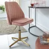 FineBuy Schreibtischstuhl Samt Drehstuhl Rosa mit Lehne Produktbild-Vorschau 2