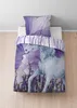 A duvet cover and pillowcase set with a unicorn design is laid out on a bed. Produktbild-Vorschau