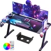 Homdox 160 x 70 cm  Table gaming avec éclairage LED, Voir les images du produit 1