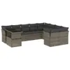 10-tlg. Garten-Sofagarnitur mit Kissen Grau Poly Rattan Produktbild-Vorschau 1