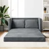vidaXL Divano letto grigio scuro 122x204x55 cm Velluto Anteprima dell’immagine prodotto 2