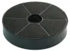A round, black carbon filter with a grey porous surface divided into six triangular sections by raised lines, set against a white background. Produktbild-Vorschau