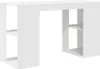 A white desk with shelves on either side, shown from a front-facing diagonal angle. Anteprima dell’immagine prodotto