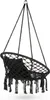 A black macrame hanging chair with a black cushion, suspended by ropes. Voir les images du produit