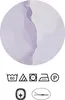 A circular close-up of fabric with laundry care symbols and material information below. Produktbild-Vorschau