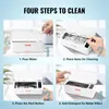 Instructional graphic showing the four steps to clean items with an ultrasonic cleaner. Voir les images du produit