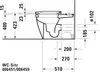 Technical drawing with dimensions of a toilet seat. Produktbild-Vorschau