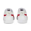 The back view of two white Puma sneakers with red accents and gold Puma logos. Produktbild-Vorschau