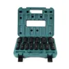 A teal plastic case containing a set of black socket wrenches is shown against a white background. Podgląd zdjęcia produktu