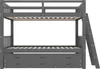 A gray bunk bed with three drawers underneath, shown against a white background. Náhľad obrázku produktu