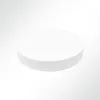 A white circular sound-absorbing panel is shown against a white and light gray gradient background. Produktbild-Vorschau