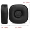 A side view and a front view of black ear pads with measurement indicators. Produktbild-Vorschau