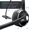 A close-up view of a CSL mono Bluetooth headset with a diagram and text labels pointing out its features. Produktbild-Vorschau