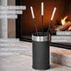 Kaminbesteck Anthrazit Stahl mit Edelstahl - modernes Produktbild-Vorschau 4