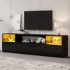 Lesklá TV skříňka Merax s LED osvětlením, nízká TV skříňka Náhled obrázku produktu 2