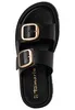 A top-down view of a black sandal with gold buckles. Anteprima dell’immagine prodotto