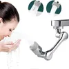 A woman is washing her face with water from a faucet extender. Podgląd zdjęcia produktu