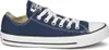 A single navy blue Converse All Star low-top sneaker with white laces and a white sole, shown from the side against a white background. Produktbild-Vorschau